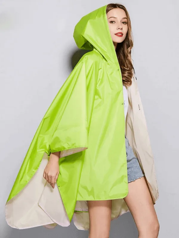 Women's Stylish Double Layer Raincoat with Hood - SF1995