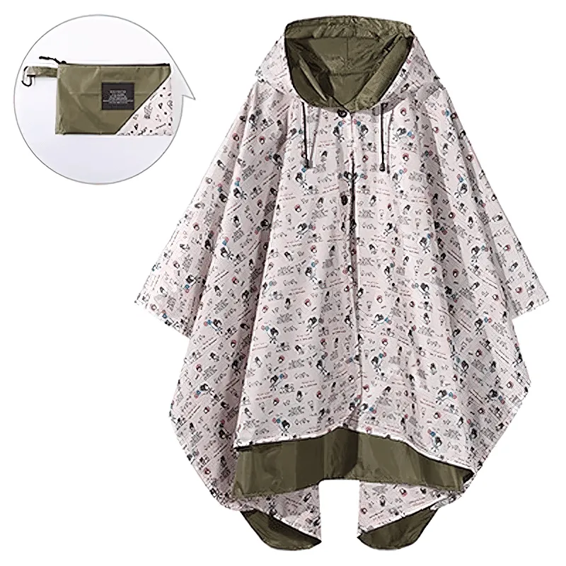 Women's Stylish Double Layer Raincoat with Hood - SF1995